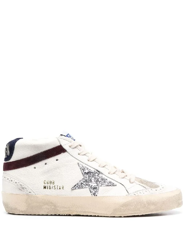 GOLDEN GOOSE White and Silver Medium Trainer for Women with Vintage Effect Workmanship