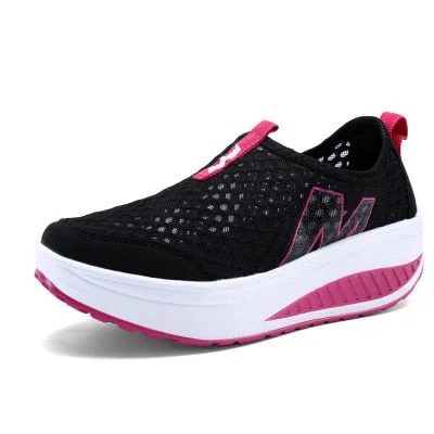 women Casual Sneakers shoes Sport Fashion Height Increasing Woman 2019 Breathable Air Mesh Swing Wedges Sneakers