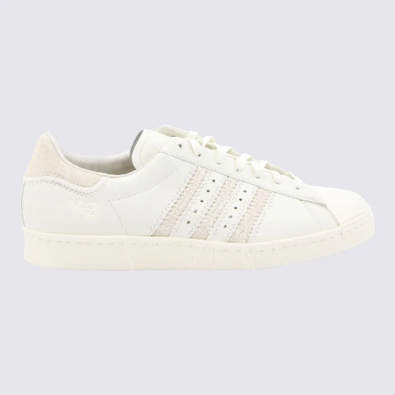 Y-3 Adidas White Leather And Beige Suede Superstar Sneakers