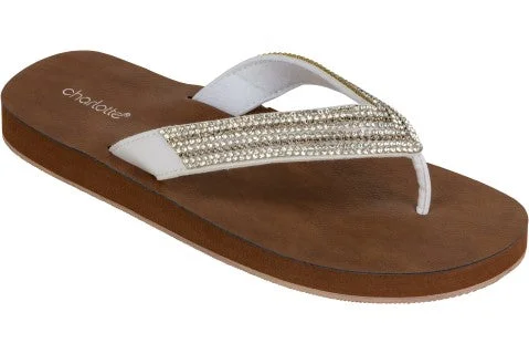 Charlotte Ladies Faux Leather Fashion Flip Flops