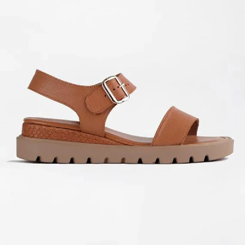 Froggie Fay Leather Wedge Sandal - Tan