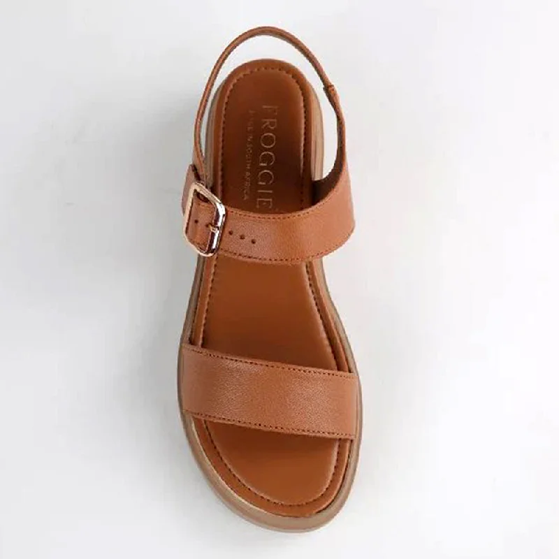 Froggie Fay Leather Wedge Sandal - Tan