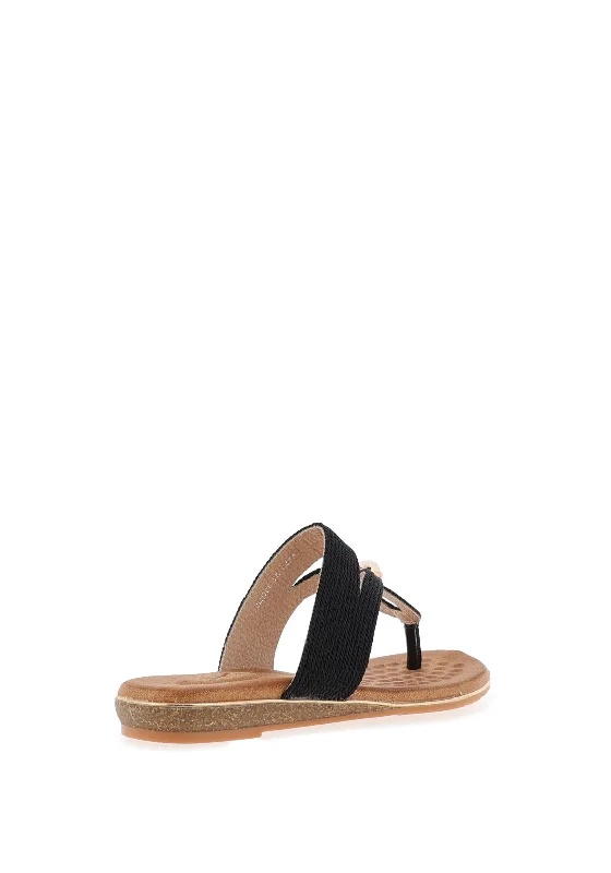 Lunar Ezra Woven Toe Post Sandals, Black