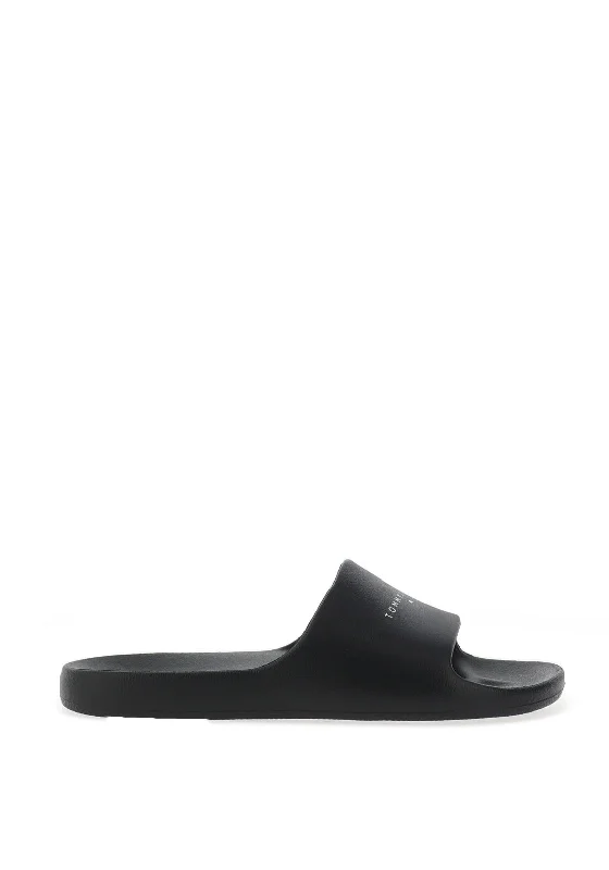 Tommy Jeans Womens Printed Pool Sliders, Black