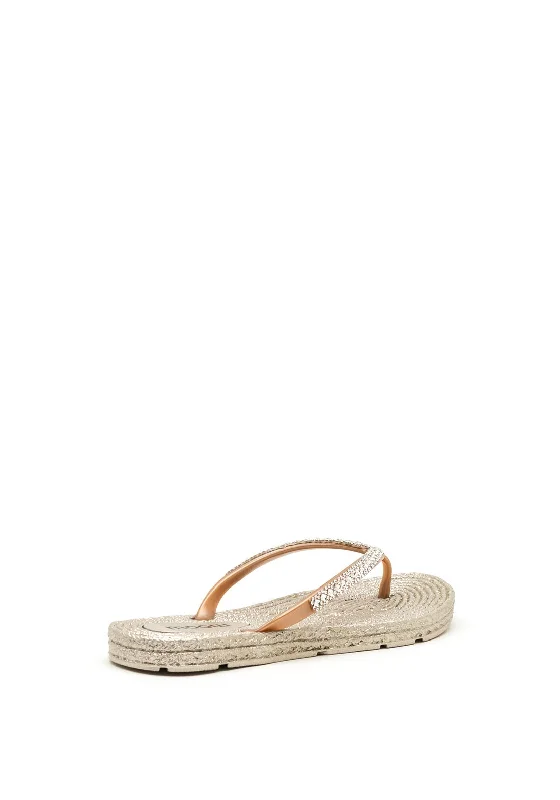 Zen Collection Diamante Toe Thong Flip Flops, Gold