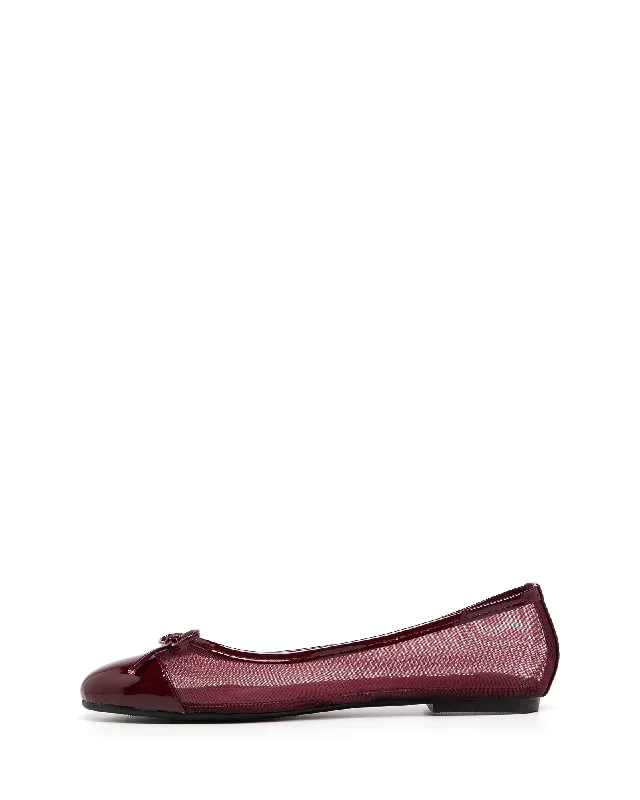 Ally Mesh Ballet Flat Cherry Patent