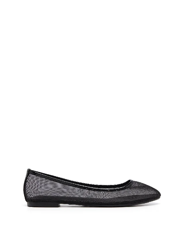 Arlo Mesh Ballet Flat Black Crinkle Patent