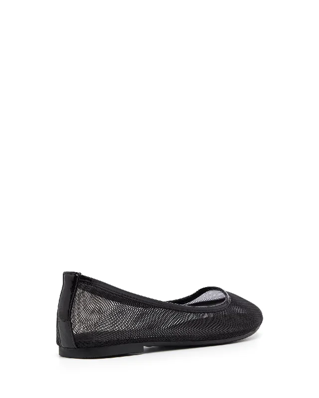 Arlo Mesh Ballet Flat Black Crinkle Patent