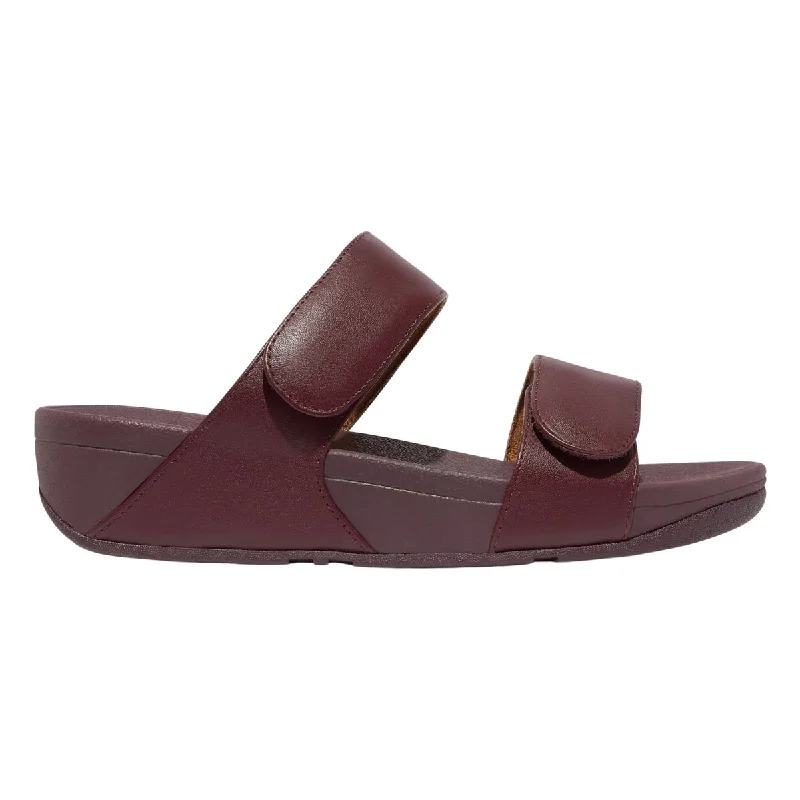 FitFlop Women's Lulu Adjustable Leather Slide Mauve Wine