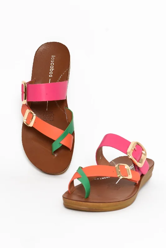 Dany Pink Tropical Buckle Slide