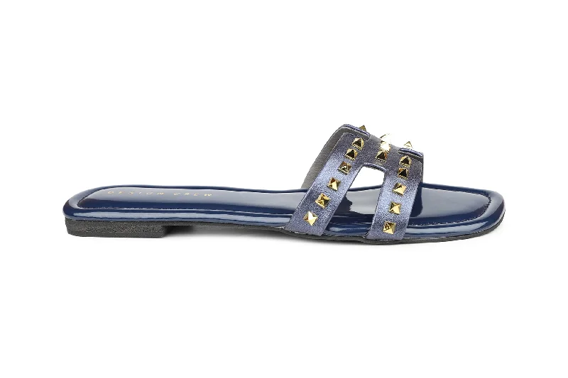 Women Blue Slides Sandals