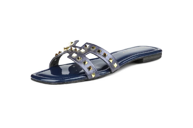 Women Blue Slides Sandals