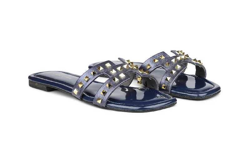 Women Blue Slides Sandals