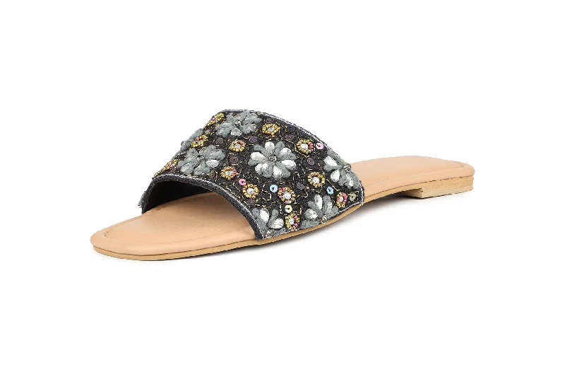 Women Black Slides Sandals