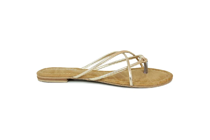 Women Gold Slides Sandals