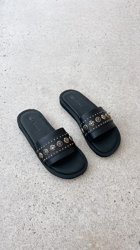 Sol Sana Cleo Slide - Black / Gold