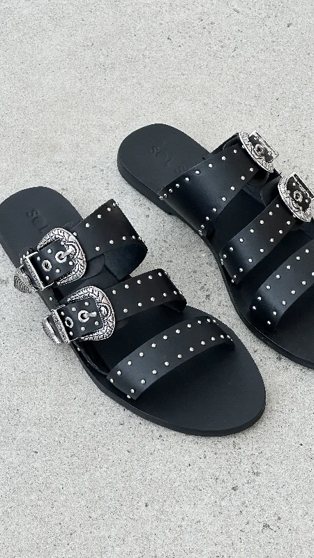 Sol Sana Eastwood Stud Slide - Black / Silver